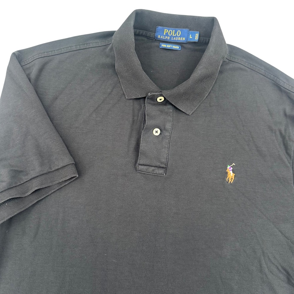 Polo Ralph Lauren Pima Soft Touch Polo Shirt Black Large Multi Pony Logo